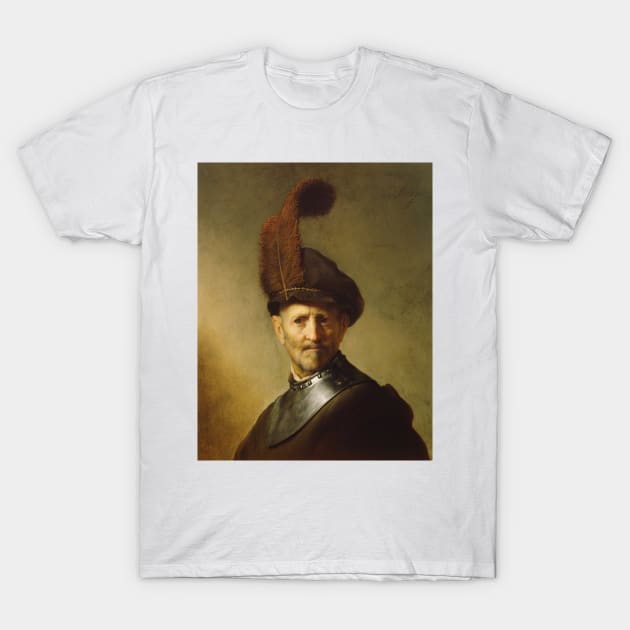 An Old Man in Military Costume by Rembrandt T-Shirt by Classic Art Stall